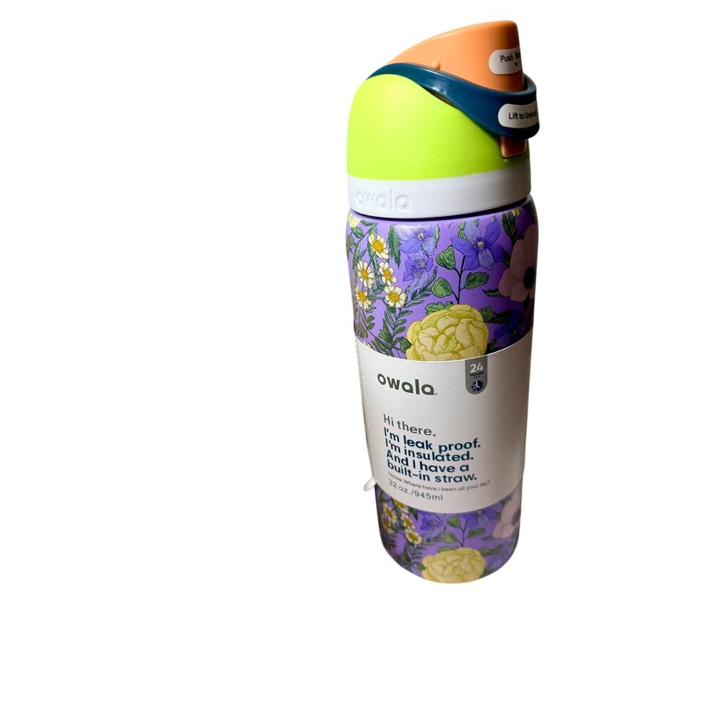 New 32oz Owala FreeSip insulated stainless steel water bottle "Midnight Garden"